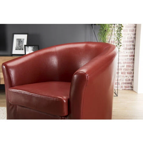 MACABANE ARTHUR - Fauteuil Cabriolet NEW YORK Rouge Pieds Noirs - ROUGE 4 MACABANE ARTHUR - Fauteuil Cabriolet NEW YORK Rouge Pieds Noirs - ROUGE – Image 3