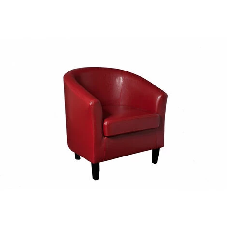 MACABANE ARTHUR - Fauteuil Cabriolet NEW YORK Rouge Pieds Noirs - ROUGE 5 MACABANE ARTHUR - Fauteuil Cabriolet NEW YORK Rouge Pieds Noirs - ROUGE – Image 4