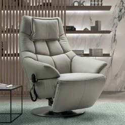 ALTOBUY RADONA - Fauteuil Relax Electrique Cuir Gris - Gris -Pas Cher Fauteuil Magasin 17851613 2