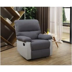 HABITAT ET JARDIN Fauteuil Relax "Lincoln" - 90 X 89 X 103 Cm - Blanc/Gris Clair -Pas Cher Fauteuil Magasin 17857109 2