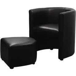 HABITAT ET JARDIN Fauteuil + Pouf "Basma" - 64 X 58 X 70 Cm - Noir -Pas Cher Fauteuil Magasin 17988589 4