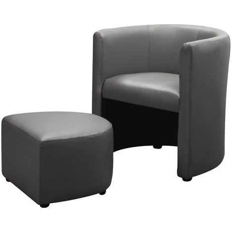 HABITAT ET JARDIN Fauteuil + Pouf "Basma" - 64 X 58 X 70 Cm - Gris 6 HABITAT ET JARDIN Fauteuil + Pouf "Basma" - 64 X 58 X 70 Cm - Gris – Image 4