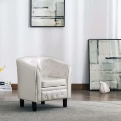 Fauteuil Similicuir Blanc VidaXL