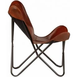 Chaises Papillon Taille D'Enfants Cuir Véritable Marron 6 Pcs VidaXL -Pas Cher Fauteuil Magasin 18176955 4