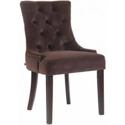 CLP Chaise De Salle à Manger Aberdeen En Velours Marron Antique