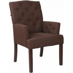 CLP Chaise De Salle à Manger Sugar Tissu Pieds En Bois De Caoutchouc Marron Antique