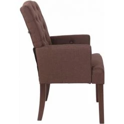 CLP Chaise De Salle à Manger Sugar Tissu Pieds En Bois De Caoutchouc Marron Antique -Pas Cher Fauteuil Magasin 18358986 3