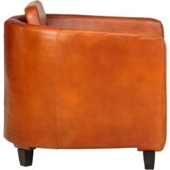 VidaXL Fauteuil Cuir Véritable Brun Roux - Brun -Pas Cher Fauteuil Magasin 18379391 3