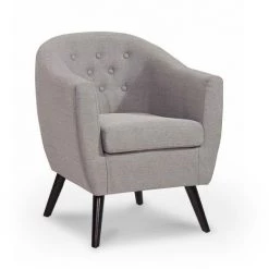 MOBILIER DECO JENNA - Fauteuil Scandinave En Tissu Gris - Gris