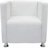 HELLOSHOP26 Fauteuil Chaise Siège Lounge Design Club Sofa Salon De Cube Cuir Synthétique Blanc - Blanc -Pas Cher Fauteuil Magasin 18450418 1