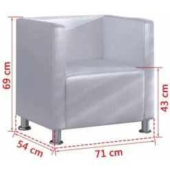 HELLOSHOP26 Fauteuil Chaise Siège Lounge Design Club Sofa Salon De Cube Cuir Synthétique Blanc - Blanc -Pas Cher Fauteuil Magasin 18450418 4