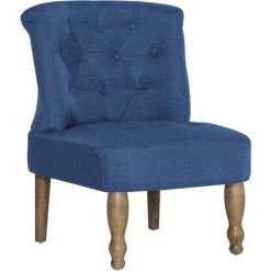 HELLOSHOP26 Fauteuil Chaise Siège Lounge Design Club Sofa Salon Française Bleu Tissu - Bleu
