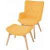 HELLOSHOP26 Fauteuil Chaise Siège Lounge Design Club Sofa Salon Avec Repose-pied Tissu Jaune - Jaune