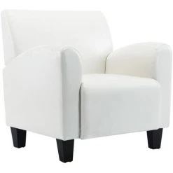 HELLOSHOP26 Fauteuil Chaise Siège Lounge Design Club Sofa Salon Blanc Similicuir - Blanc