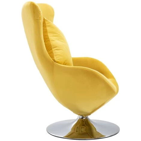 HELLOSHOP26 Fauteuil Chaise Siège Lounge Design Club Sofa Salon Pivotant En Forme D’œuf Avec Coussin Jaune Velours - Jaune 5 HELLOSHOP26 Fauteuil Chaise Siège Lounge Design Club Sofa Salon Pivotant En Forme D’œuf Avec Coussin Jaune Velours - Jaune – Image 3