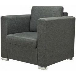 HELLOSHOP26 Fauteuil Chaise Siège Lounge Design Club Sofa Salon Tissu Gris Foncé - Gris