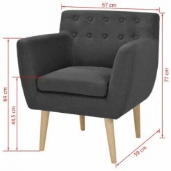 HELLOSHOP26 Fauteuil Chaise Siège Lounge Design Club Sofa Salon Tissu 67 X 59 X 77 Cm Gris Foncé - Gris 11 HELLOSHOP26 Fauteuil Chaise Siège Lounge Design Club Sofa Salon Tissu 67 X 59 X 77 Cm Gris Foncé - Gris -Pas Cher Fauteuil Magasin 18467575 5