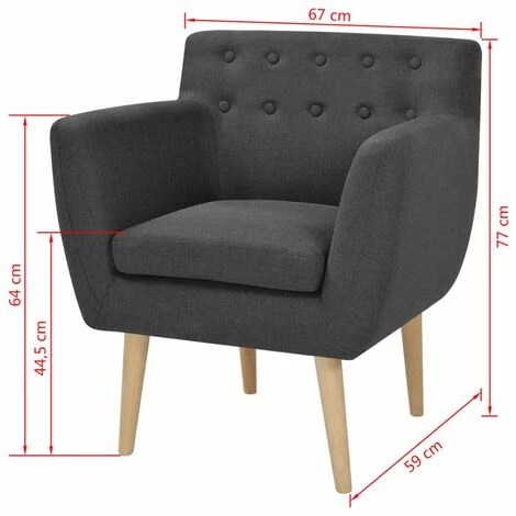 HELLOSHOP26 Fauteuil Chaise Siège Lounge Design Club Sofa Salon Tissu 67 X 59 X 77 Cm Gris Foncé - Gris 7 HELLOSHOP26 Fauteuil Chaise Siège Lounge Design Club Sofa Salon Tissu 67 X 59 X 77 Cm Gris Foncé - Gris – Image 5