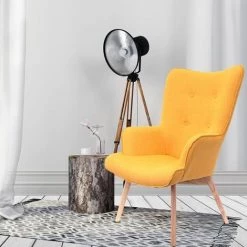 THE HOME DECO FACTORY Fauteuil Helsinki Jaune Design Patchwork Home Deco Factory -Pas Cher Fauteuil Magasin 18503983 5