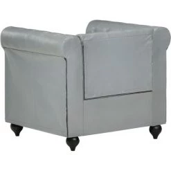 Fauteuil Chesterfield Cuir Véritable Gris VidaXL -Pas Cher Fauteuil Magasin 18713143 4