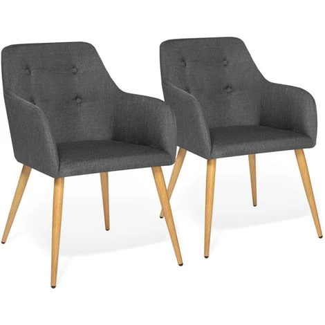 IDMARKET Lot De 2 Fauteuils DANIA Gris Anthracite 4 IDMARKET Lot De 2 Fauteuils DANIA Gris Anthracite – Image 2