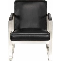 Fauteuil Tube Cuir Véritable 60x73x77 Cm Noir VidaXL -Pas Cher Fauteuil Magasin 18763142 2