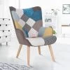 IDMARKET Fauteuil Scandinave IVAR En Tissu Patchwork Multicouleurs - Multicolor -Pas Cher Fauteuil Magasin 18777859 1