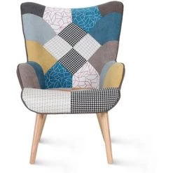 IDMARKET Fauteuil Scandinave IVAR En Tissu Patchwork Multicouleurs - Multicolor 9 IDMARKET Fauteuil Scandinave IVAR En Tissu Patchwork Multicouleurs - Multicolor -Pas Cher Fauteuil Magasin 18777859 3