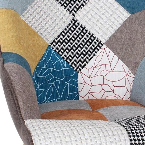 IDMARKET Fauteuil Scandinave IVAR En Tissu Patchwork Multicouleurs - Multicolor 6 IDMARKET Fauteuil Scandinave IVAR En Tissu Patchwork Multicouleurs - Multicolor – Image 4