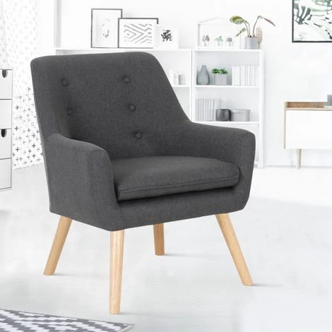 IDMARKET Fauteuil Scandinave NAT En Tissu Gris Anthracite - Gris 3 IDMARKET Fauteuil Scandinave NAT En Tissu Gris Anthracite - Gris