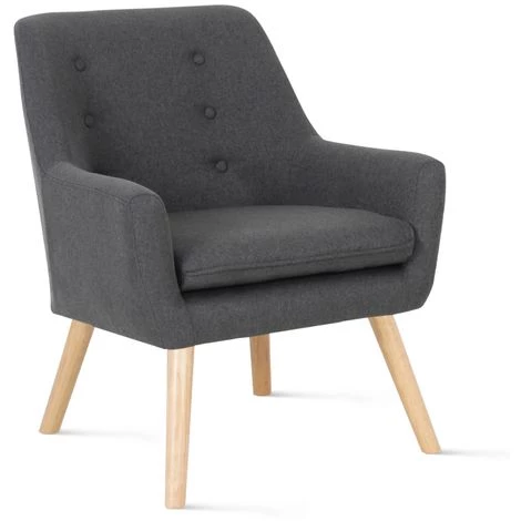 IDMARKET Fauteuil Scandinave NAT En Tissu Gris Anthracite - Gris 4 IDMARKET Fauteuil Scandinave NAT En Tissu Gris Anthracite - Gris – Image 2