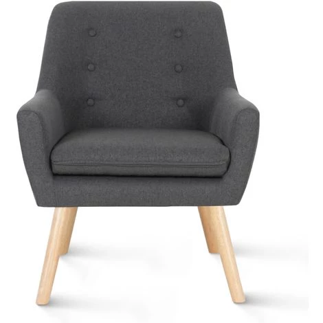 IDMARKET Fauteuil Scandinave NAT En Tissu Gris Anthracite - Gris 5 IDMARKET Fauteuil Scandinave NAT En Tissu Gris Anthracite - Gris – Image 3