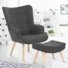 IDMARKET Fauteuil Scandinave IVAR Avec Repose Pieds Gris Anthracite - Gris -Pas Cher Fauteuil Magasin 18850723 1