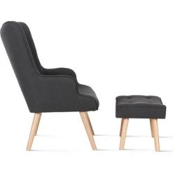 IDMARKET Fauteuil Scandinave IVAR Avec Repose Pieds Gris Anthracite - Gris -Pas Cher Fauteuil Magasin 18850723 3