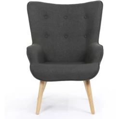 IDMARKET Fauteuil Scandinave IVAR Avec Repose Pieds Gris Anthracite - Gris -Pas Cher Fauteuil Magasin 18850723 4