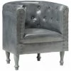 Fauteuil Cuir Véritable Gris VidaXL -Pas Cher Fauteuil Magasin 18899075 1