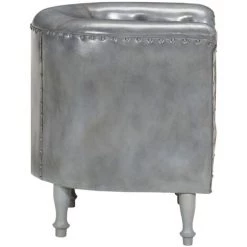 Fauteuil Cuir Véritable Gris VidaXL -Pas Cher Fauteuil Magasin 18899075 3