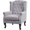 HHG Fauteuil De Luxe Chesterfield, Fauteuil à Oreilles, Tissu Hydrofuge ~ Gris Sans Ottomane -Pas Cher Fauteuil Magasin 18935470 1