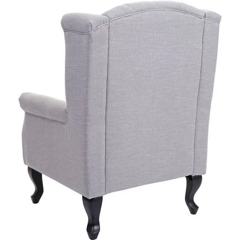 HHG Fauteuil De Luxe Chesterfield, Fauteuil à Oreilles, Tissu Hydrofuge ~ Gris Sans Ottomane 7 HHG Fauteuil De Luxe Chesterfield, Fauteuil à Oreilles, Tissu Hydrofuge ~ Gris Sans Ottomane – Image 5