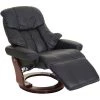 HHG MCA Fauteuil Relax Calgary 2, Fauteuil De Télévision, Cuir, Charge 150kg ~ Noir, Couleur Noix