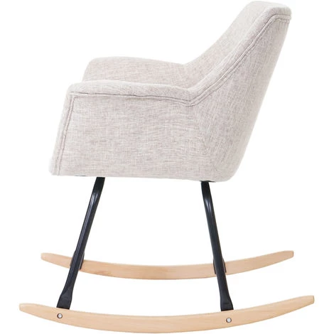 HHG Fauteuil à Bascule Malmö T820, Rocking-chair, Fauteuil Basculant, Relax ~ Tissu, Crème/gris 7 HHG Fauteuil à Bascule Malmö T820, Rocking-chair, Fauteuil Basculant, Relax ~ Tissu, Crème/gris – Image 5