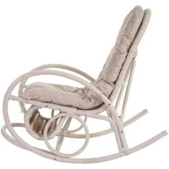 HHG Fauteuil à Bascule Esmeraldas, Rocking-chair, Fauteuil En Rotin, Blanc ~ Rembourrage Crème 9 HHG Fauteuil à Bascule Esmeraldas, Rocking-chair, Fauteuil En Rotin, Blanc ~ Rembourrage Crème -Pas Cher Fauteuil Magasin 18943591 3
