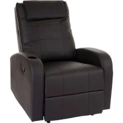 HHG Fauteuil De Télévision Durham, Fauteuil Relax, Chaise Longue, Similicuir ~ Café