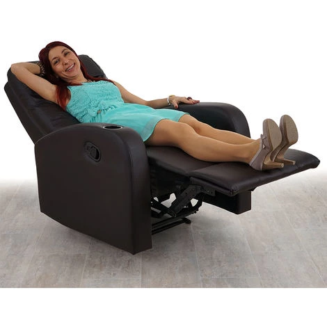 HHG Fauteuil De Télévision Durham, Fauteuil Relax, Chaise Longue, Similicuir ~ Café 5 HHG Fauteuil De Télévision Durham, Fauteuil Relax, Chaise Longue, Similicuir ~ Café â Image 3