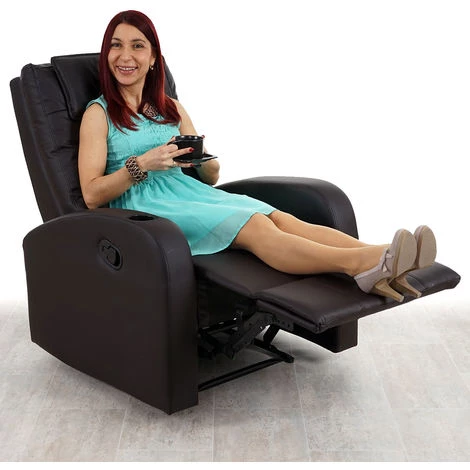 HHG Fauteuil De Télévision Durham, Fauteuil Relax, Chaise Longue, Similicuir ~ Café 6 HHG Fauteuil De Télévision Durham, Fauteuil Relax, Chaise Longue, Similicuir ~ Café â Image 4