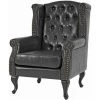 HHG Fauteuil De Luxe à Oreilles Chesterfield Similicuir ~ Noir Sans Pouf 2 HHG Fauteuil De Luxe à Oreilles Chesterfield Similicuir ~ Noir Sans Pouf -Pas Cher Fauteuil Magasin 18960334 1
