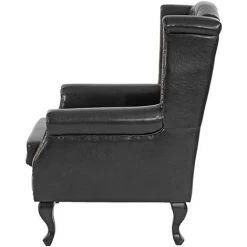 HHG Fauteuil De Luxe à Oreilles Chesterfield Similicuir ~ Noir Sans Pouf -Pas Cher Fauteuil Magasin 18960334 4