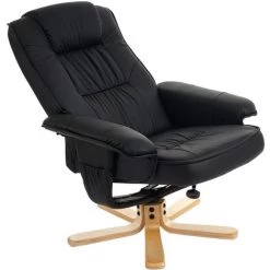 HHG Fauteuil De Télé M56, Fauteuil De Relaxation Sans Tabouret, Similicuir ~ Noir -Pas Cher Fauteuil Magasin 18960342 2