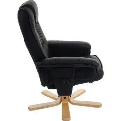 HHG Fauteuil De Télé M56, Fauteuil De Relaxation Sans Tabouret, Similicuir ~ Noir -Pas Cher Fauteuil Magasin 18960342 4
