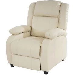 HHG Fauteuil De Télévision, Fauteuil Relax Lincoln, Relaxation, Similicuir ~ Crème